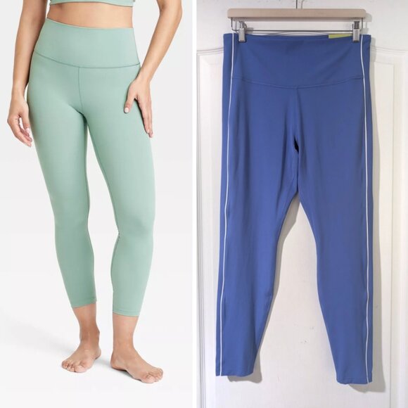 All In Motion | Women’s Everyday Soft High-Rise Piped 7/8 Leggings In Blue - Picture 1 of 13